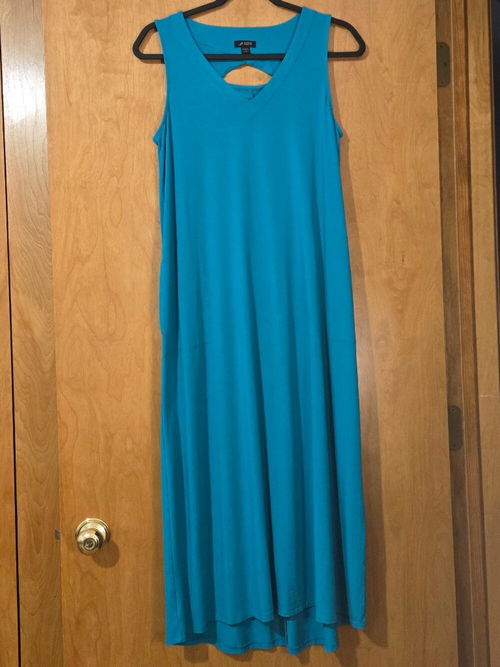 J Jill Wearever Collection Maxi Dress Teal Small Petite V-neck Resort Travel